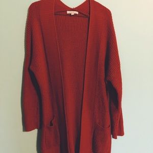 burnt red orange cardigan